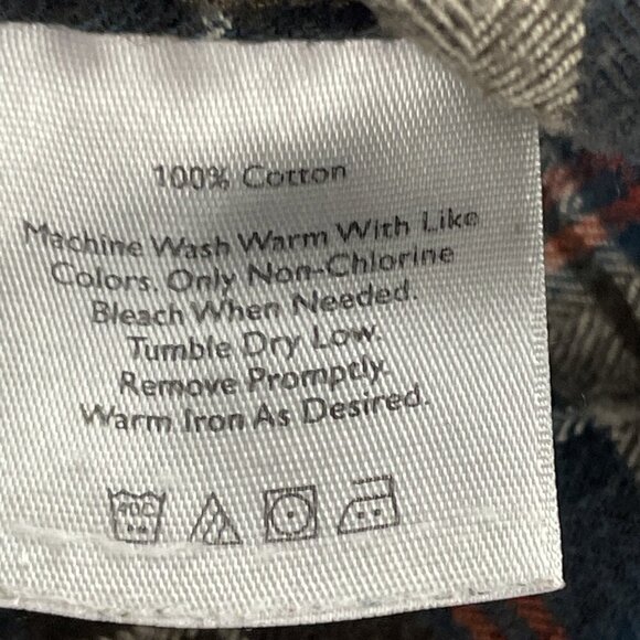 Eddie Bauer Flannel Shirt Men’s L Plaid Button Up Relaxed Fit Red Navy Outdoor - Picture 7 of 9